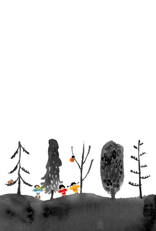 和の趣2010「冬の林で遊ぶ子供」