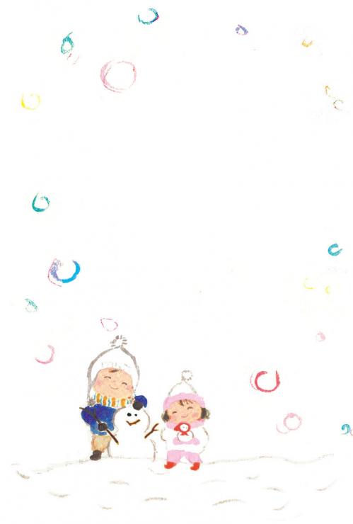 和の趣2014「雪だるまと兄妹」